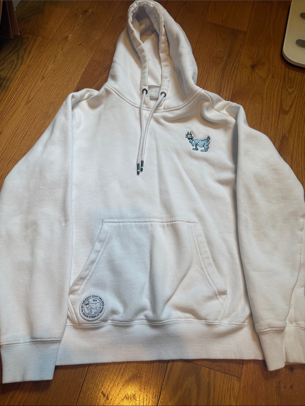 Men’s/Older Youth White Pullover Hoodie Sweater with Embroidered Logo